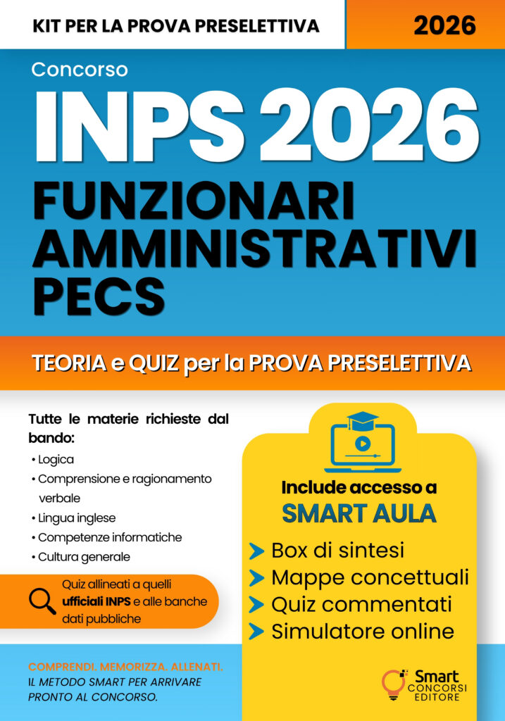 Copertina del manuale Smart Concorsi Editore per la prova preselettiva del concorso INPS PECS 2026