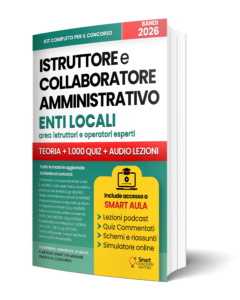 Copertina 3D del manuale per il Concorso Istruttore e Collaboratore amministrativo negli Enti Locali, Edizione 2026, Smart Concorsi Editore