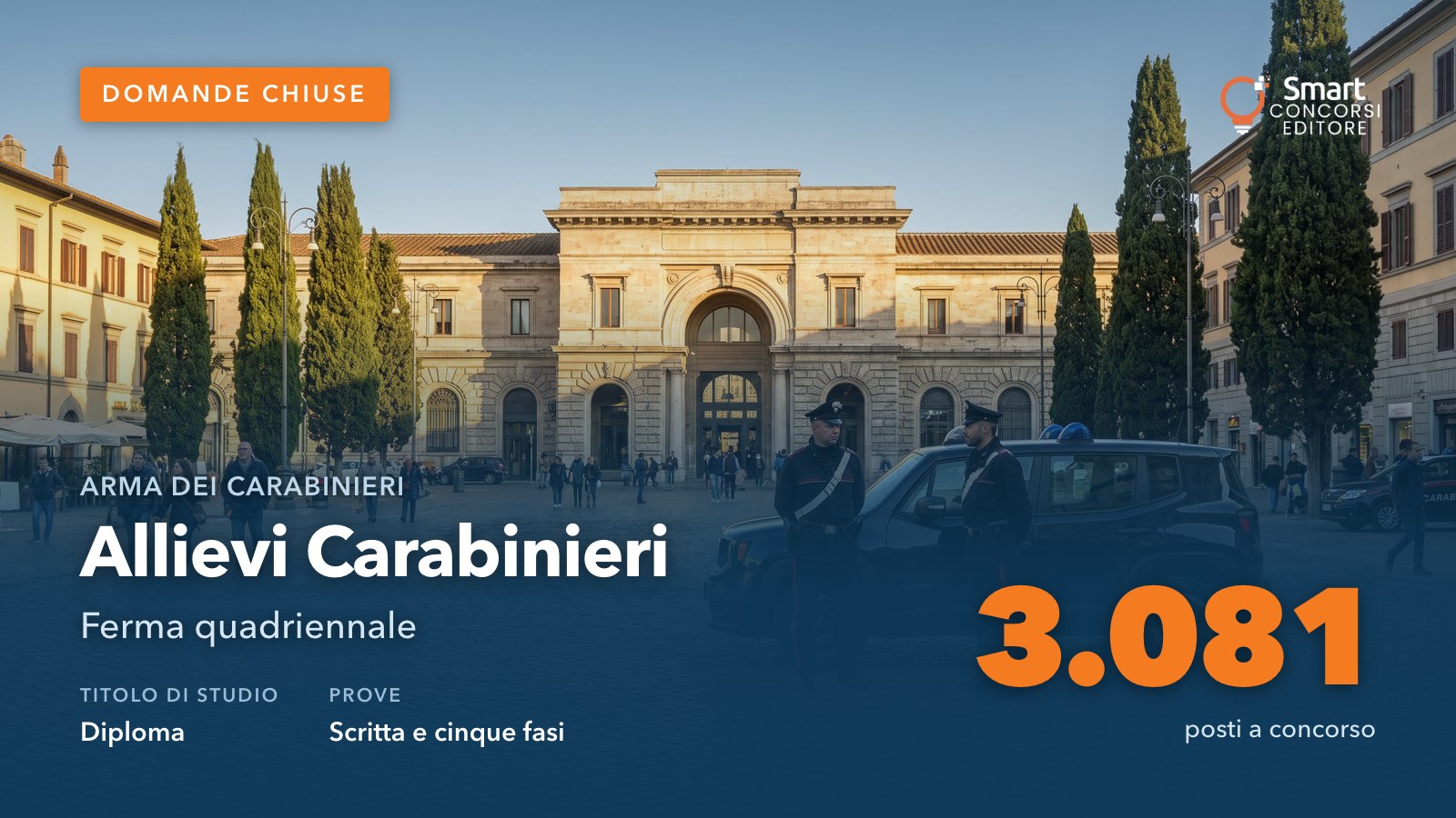 Carabinieri davanti all'ingresso di una stazione storica