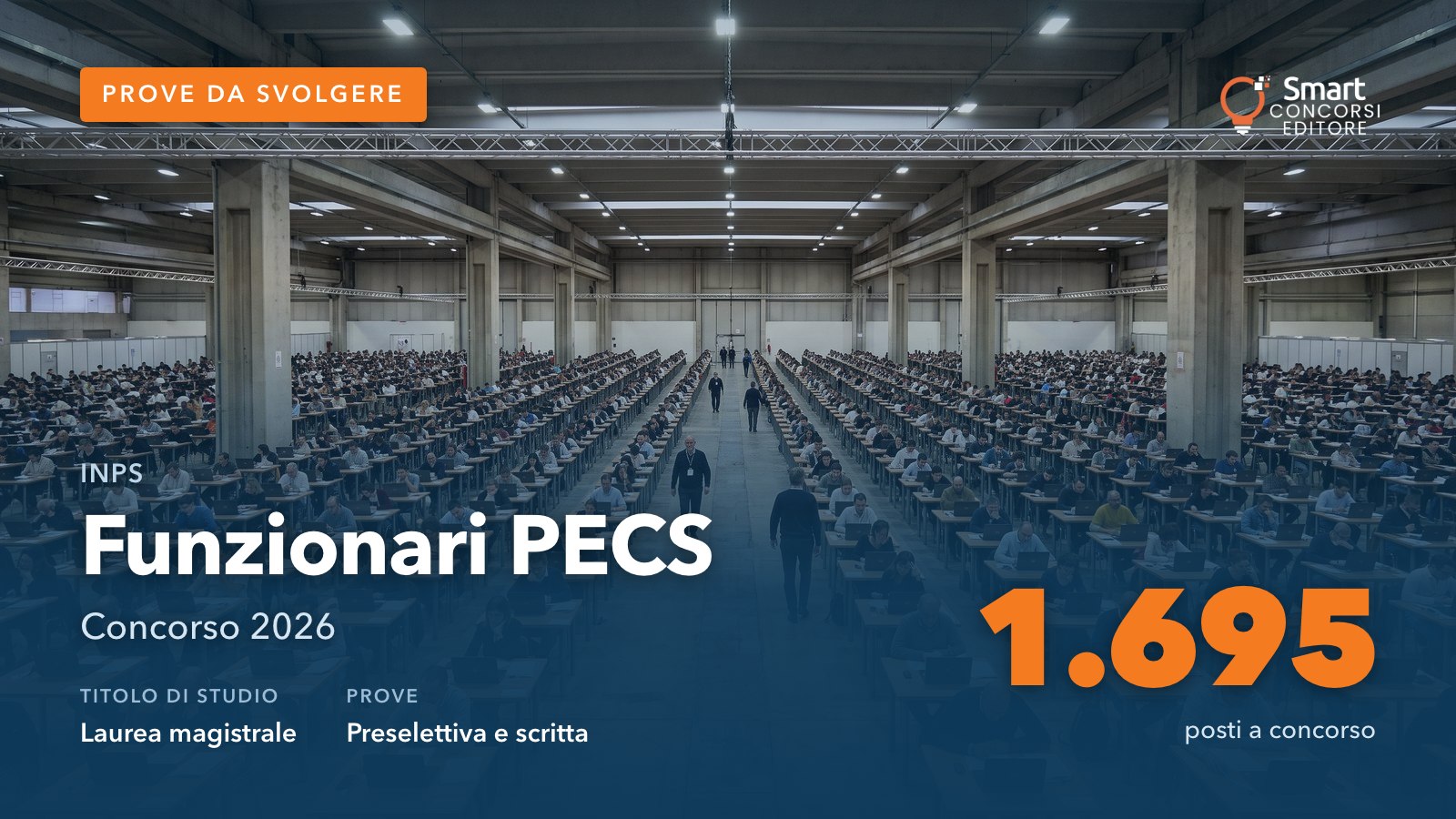 Grande aula d'esame con postazioni informatiche per un concorso pubblico
