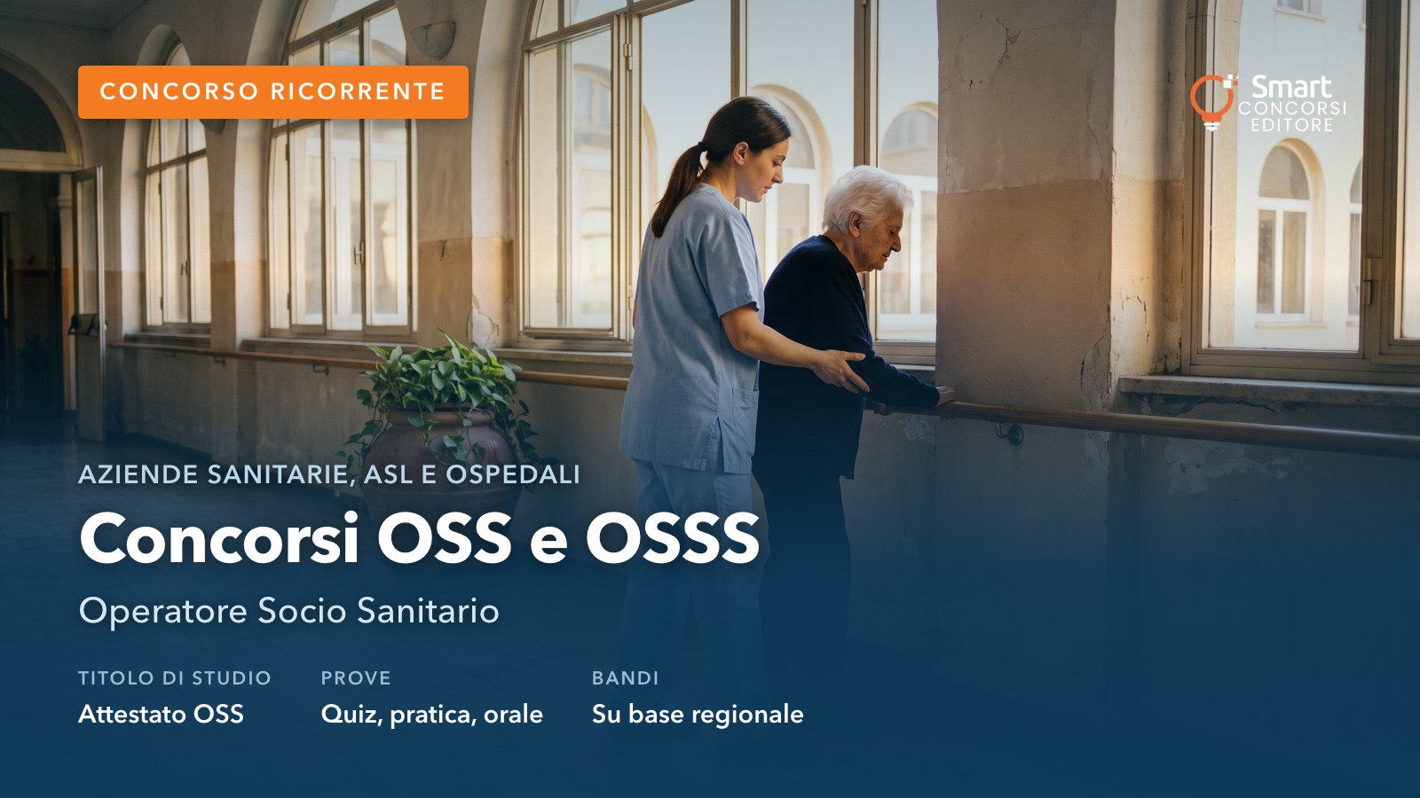Operatore socio sanitario assiste una persona anziana in una struttura