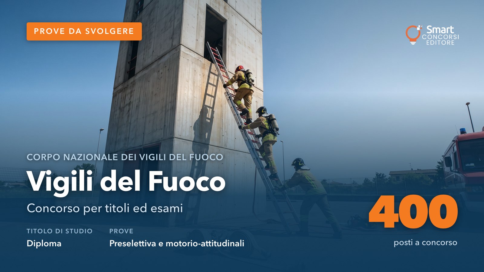 Vigili del fuoco durante un'esercitazione alla torre di manovra