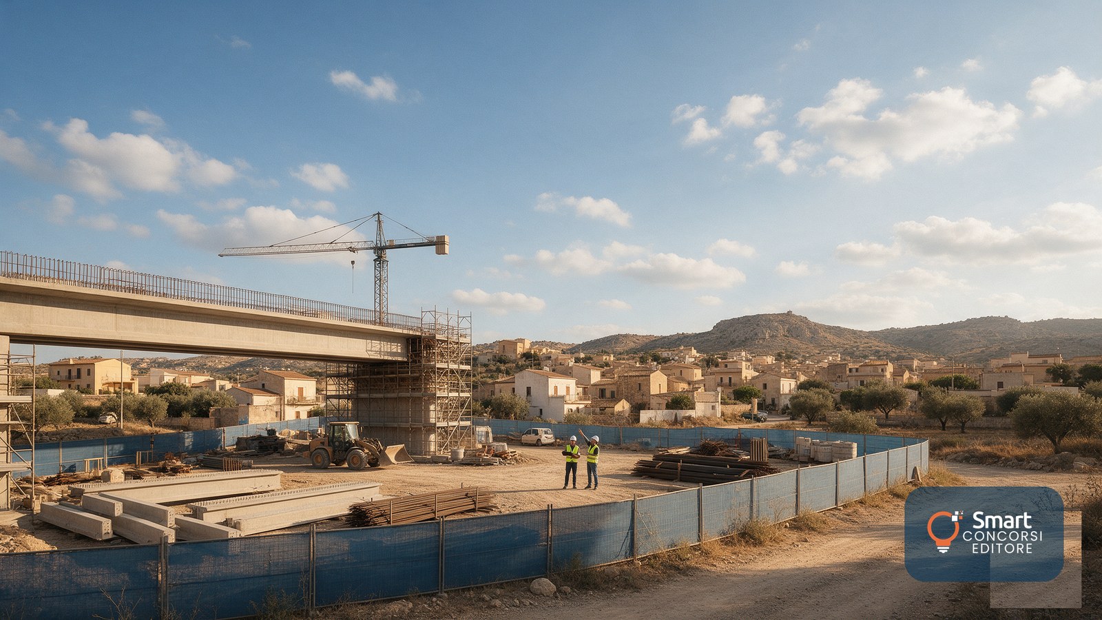 Cantiere di un'opera pubblica finanziata dai fondi europei in un comune del Sud Italia — regolamenti UE fondi strutturali per il concorso RIPAM Coesione
